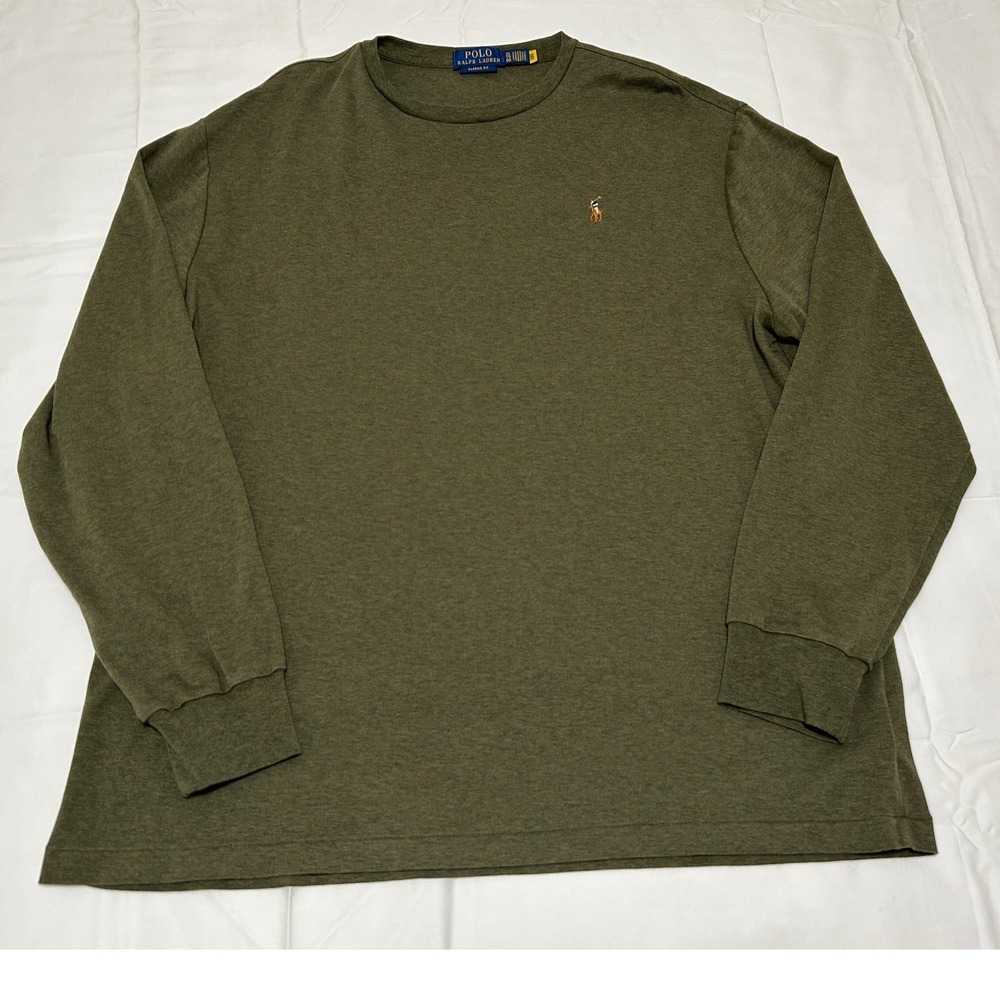 Polo Ralph Lauren Mens XL Long Sleeve T-Shirt Olive Green Heather Classic Fit